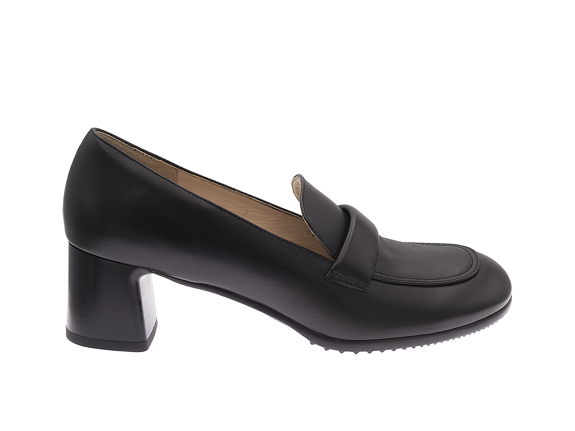 Schwarzer Loafer auf Absatz