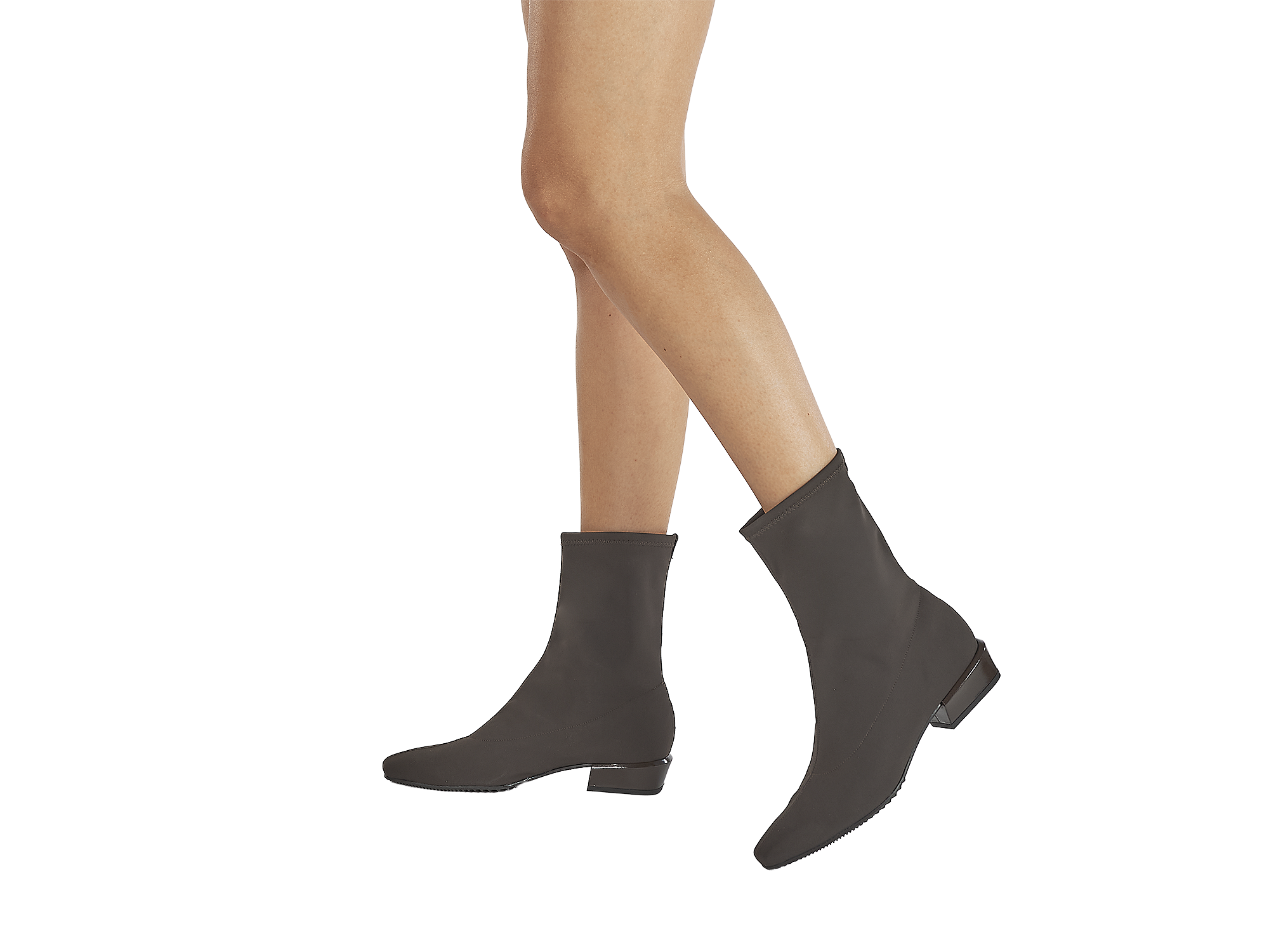 Karree-Stiefelette in braunem Stoffmaterial