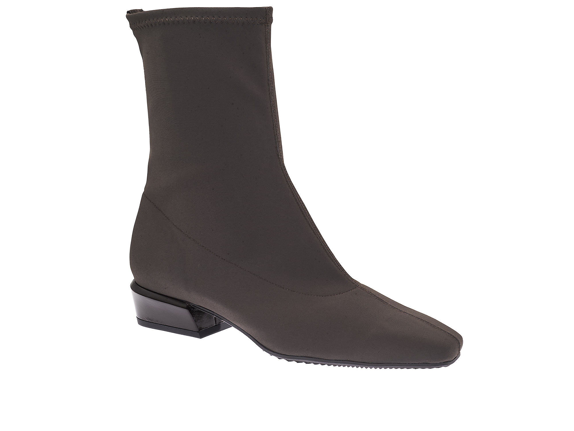 Karree-Stiefelette in braunem Stoffmaterial