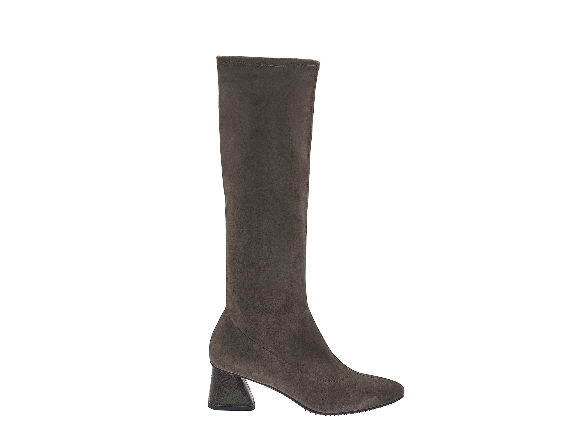Spitzer Stiefel mit Strech-Leder