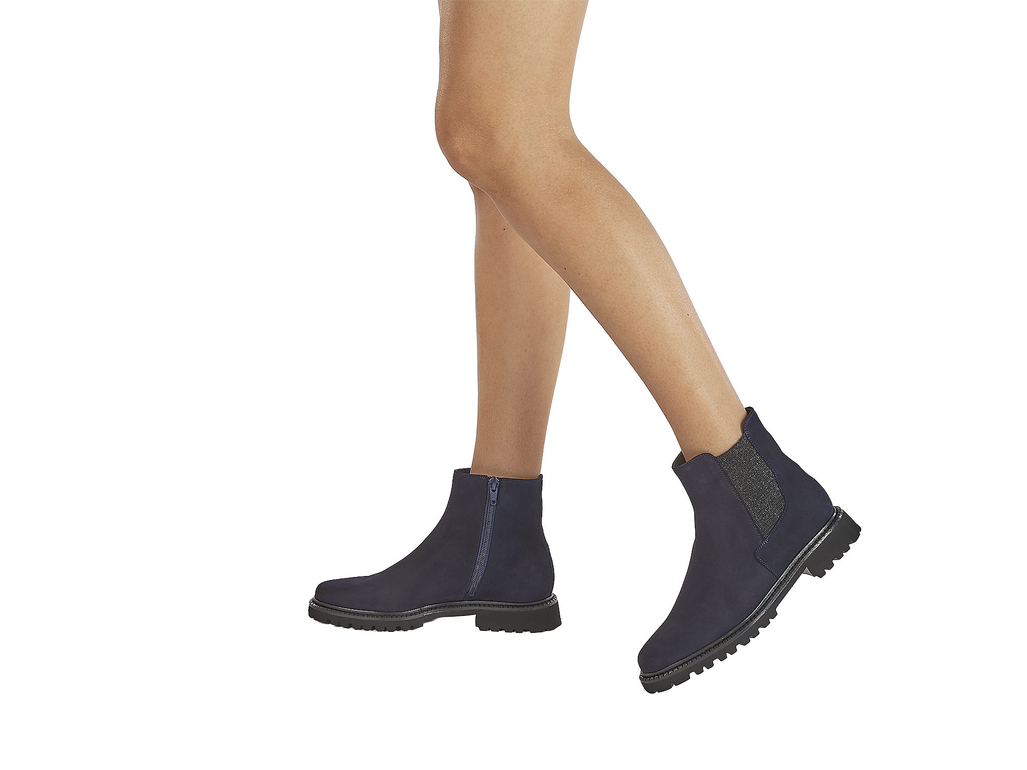 Chelsea boot in dark blue with wool-effect elastic