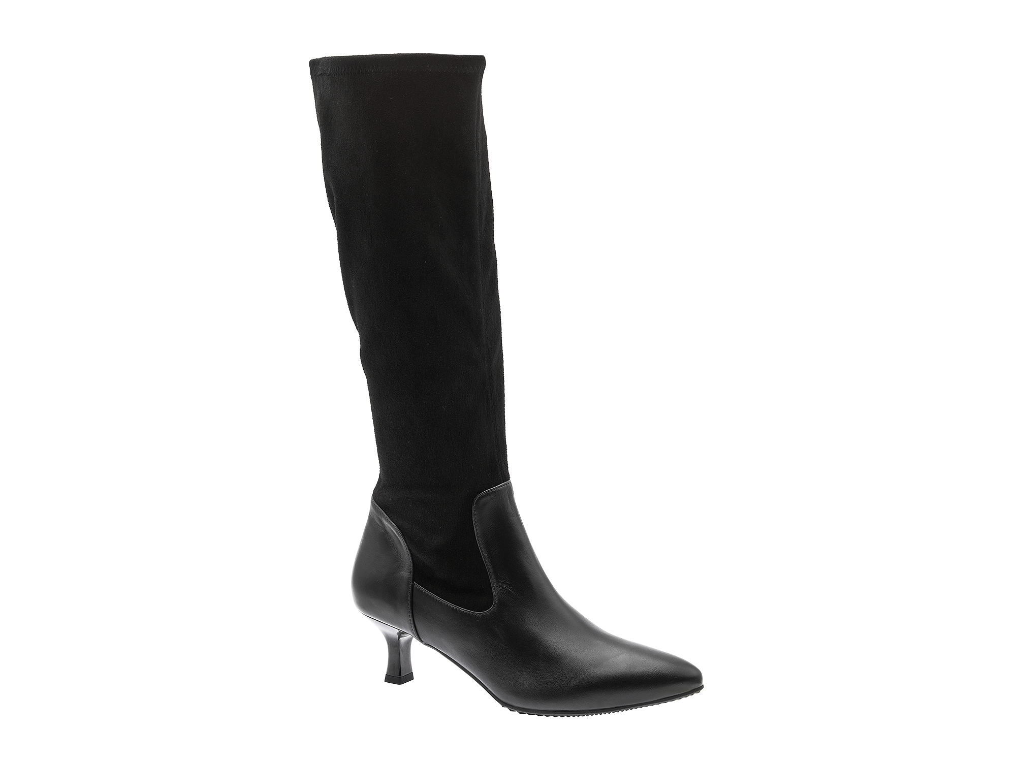 Schwarzer Stiefel mit Stretchleder