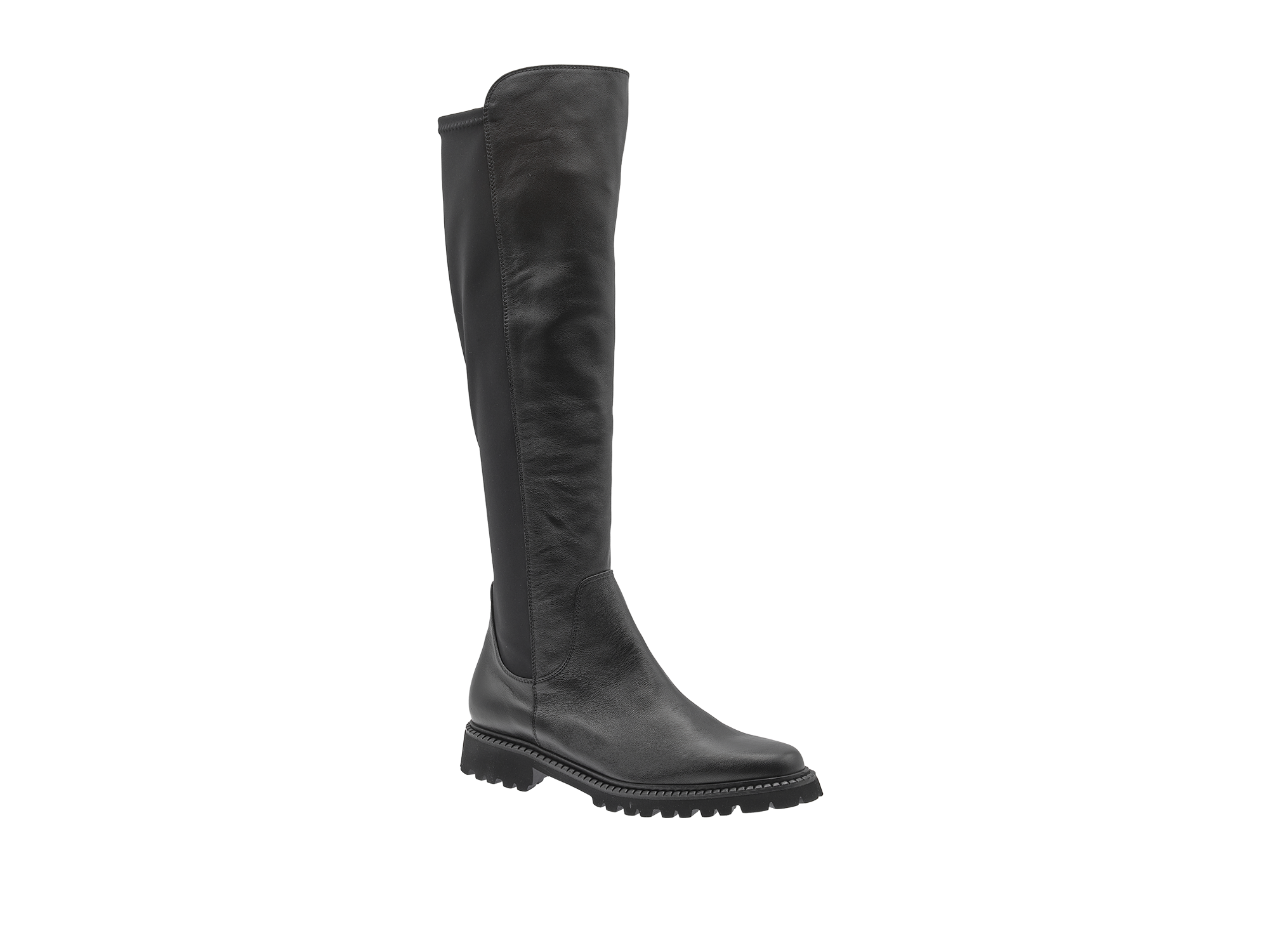 Stiefel mit Stretch-Stoff in schwarzem Nappa