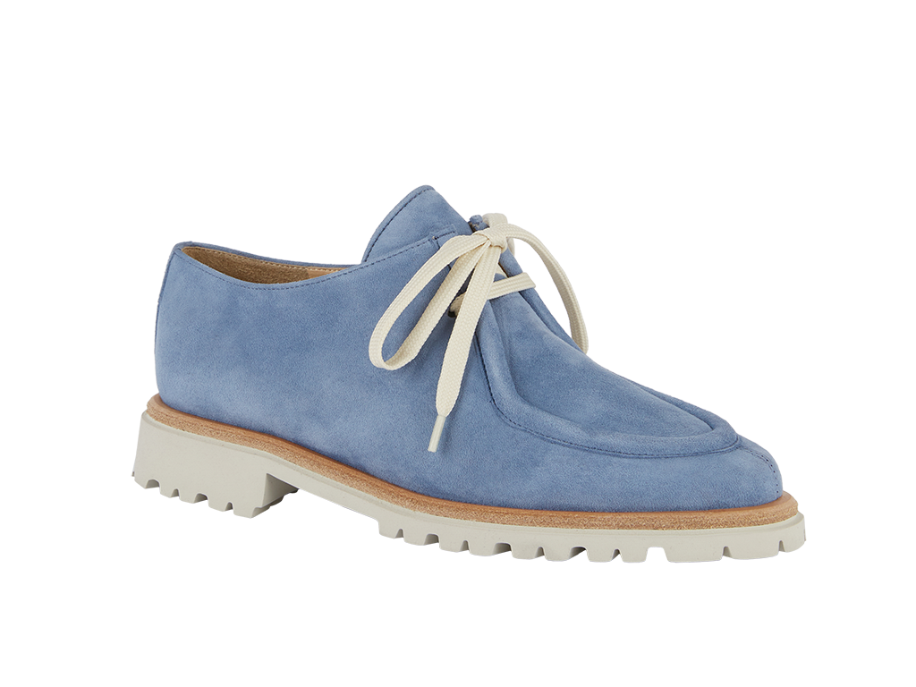 Featherweight lace-up in light blue suede