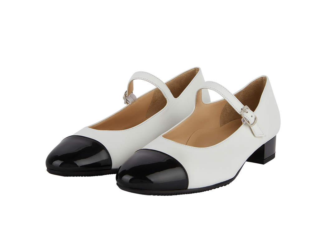 POSEY Square Toe Mary Jane in White Patent | Russell & Bromley