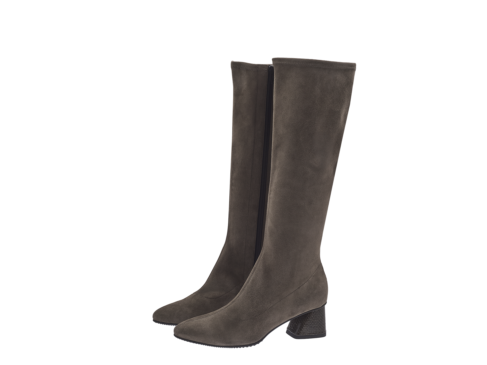 Spitzer Stiefel mit Strech-Leder