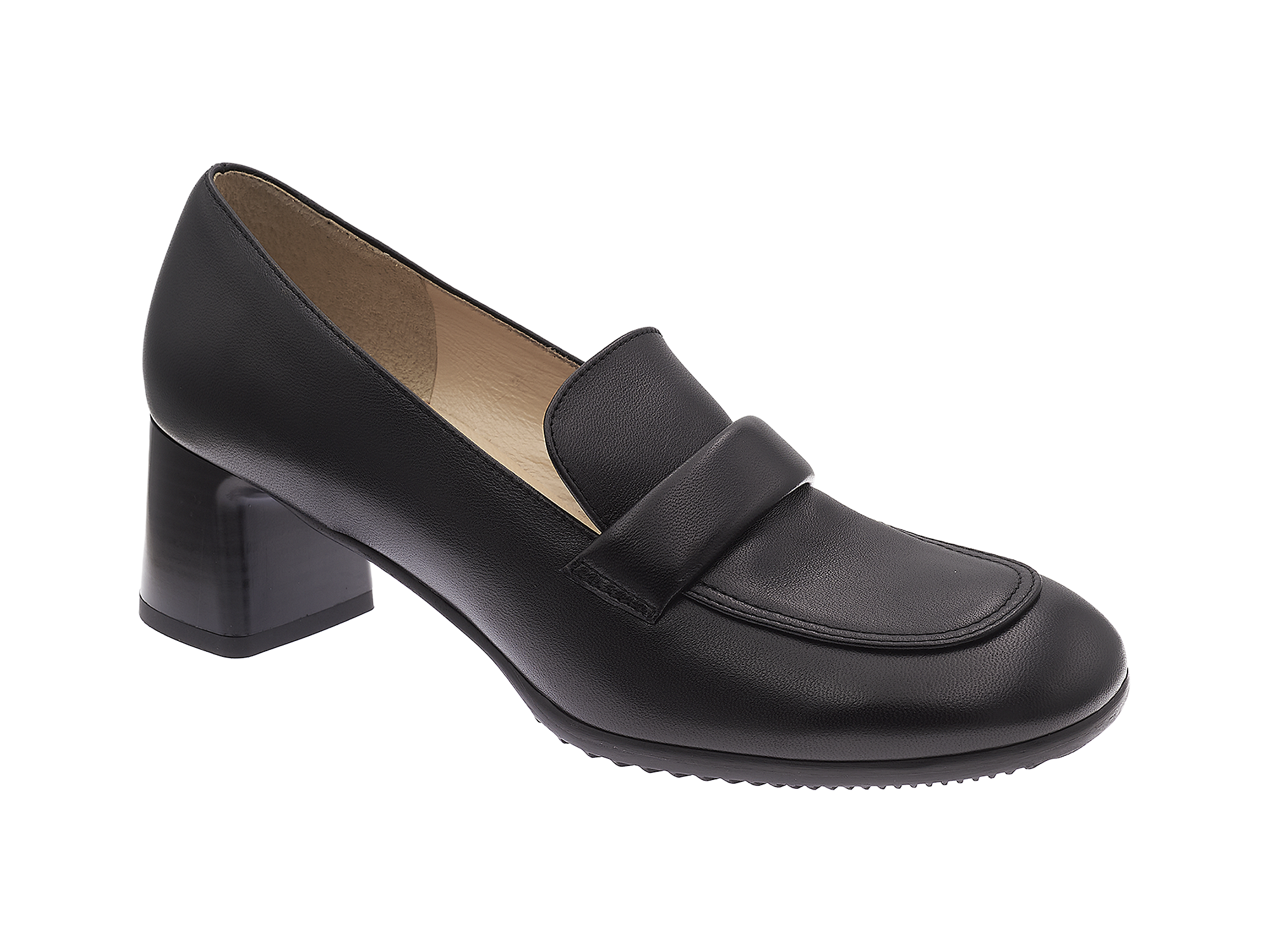 Schwarzer Loafer auf Absatz