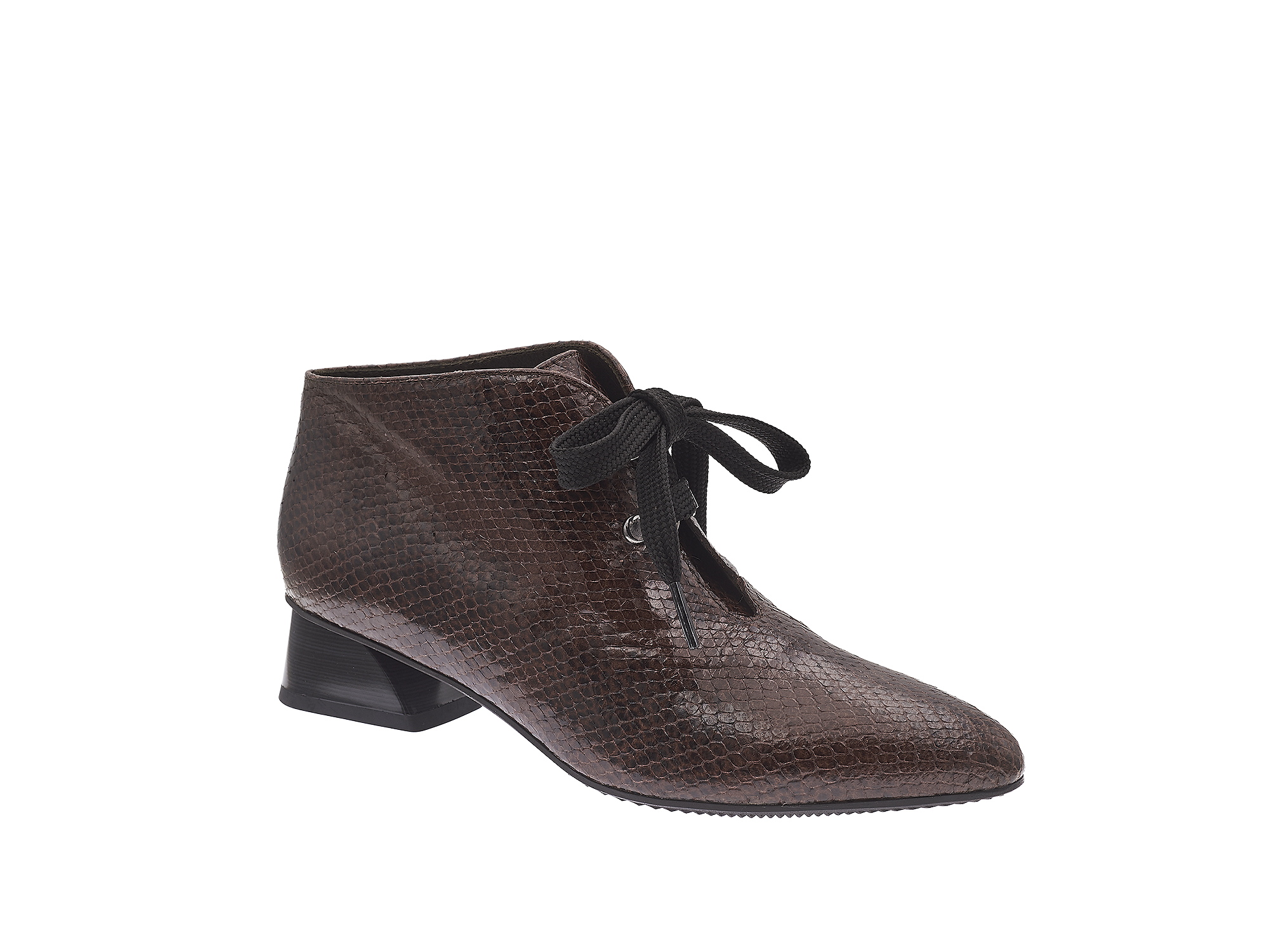 Bottines à lacets en cuir imprimé serpent