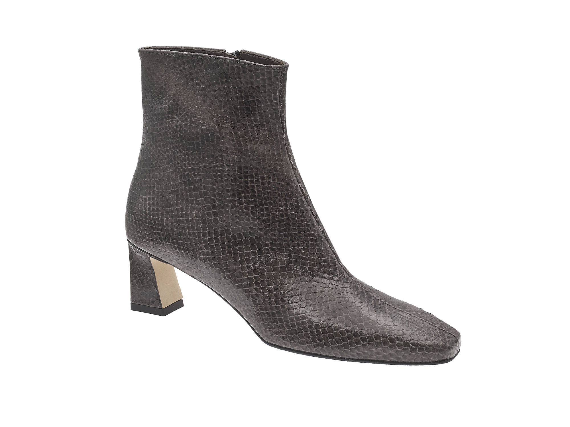 Karree-Stiefelette in Schlangenprägung