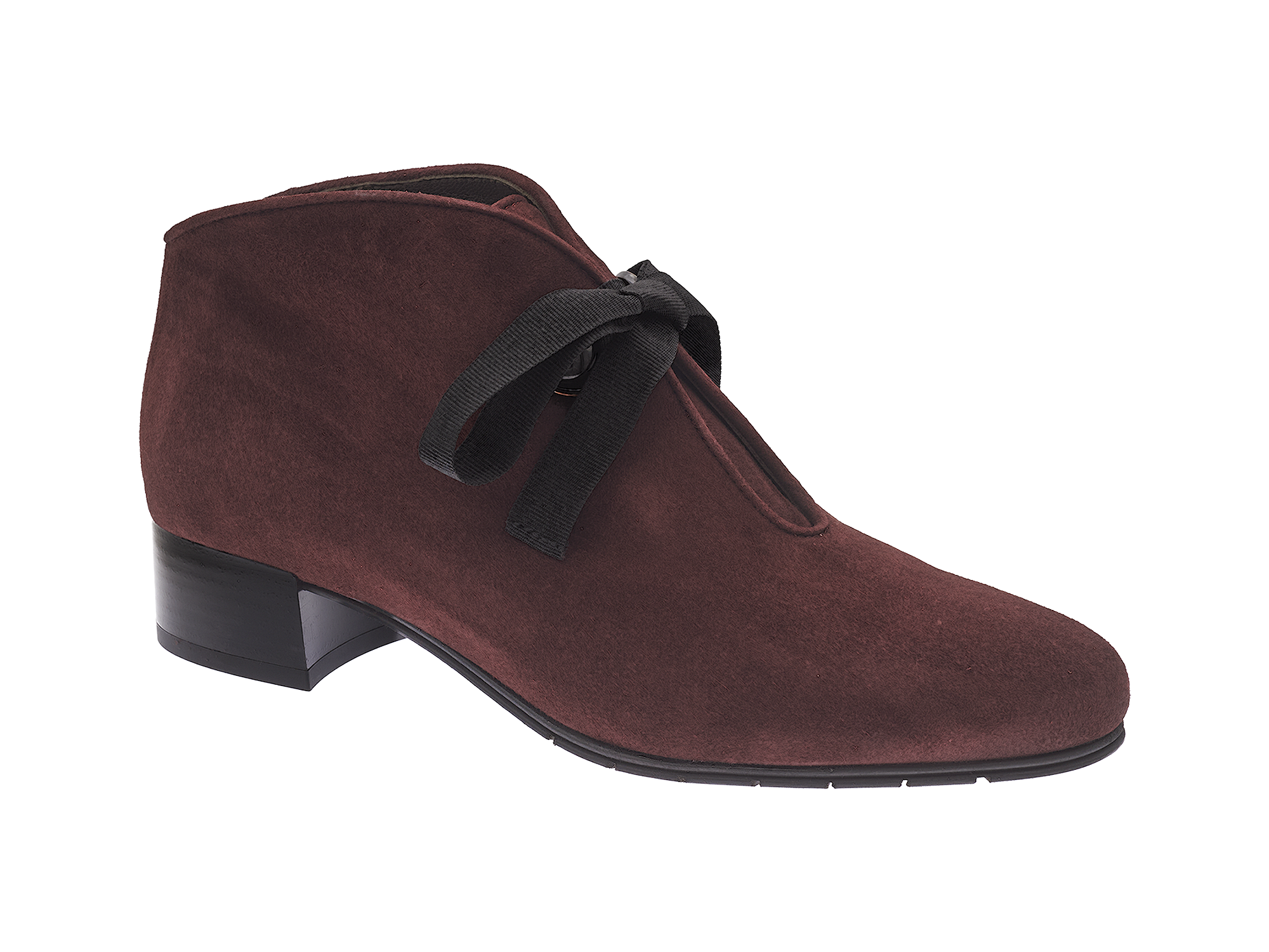 Bottines bordeaux à lacets et ruban gros-grain