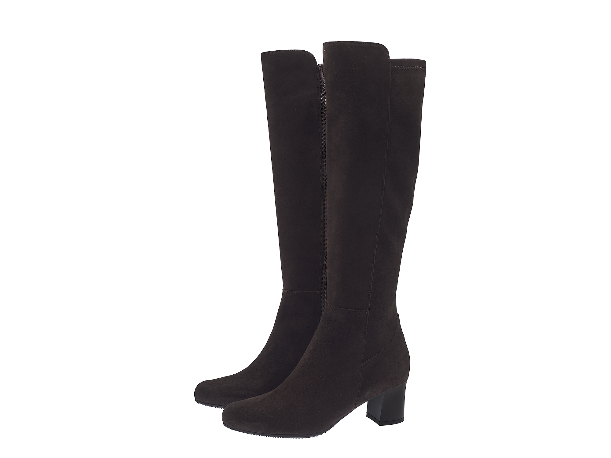 Brauner Stiefel mit Stretch-Leder