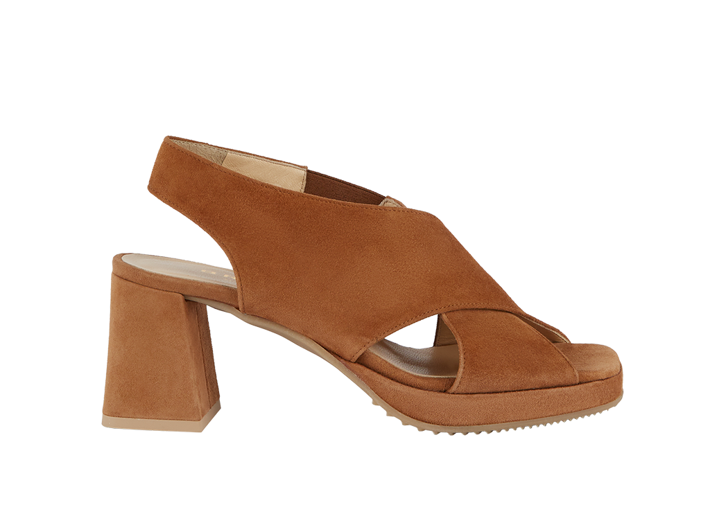 Criss-cross sandal with platform heel