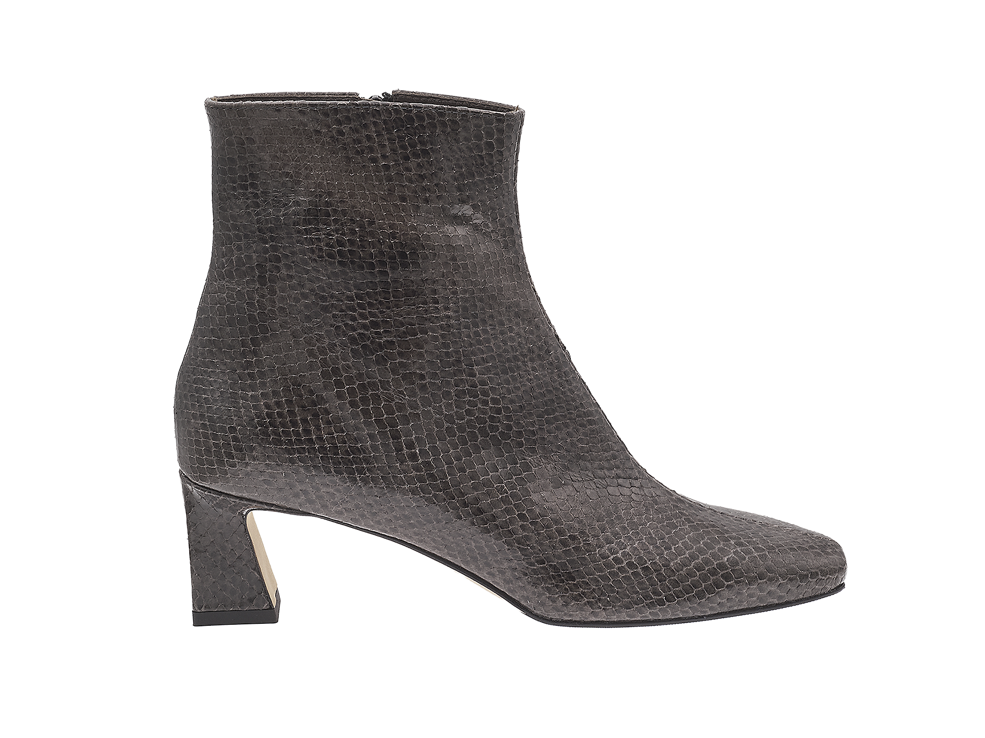 Karree-Stiefelette in Schlangenprägung